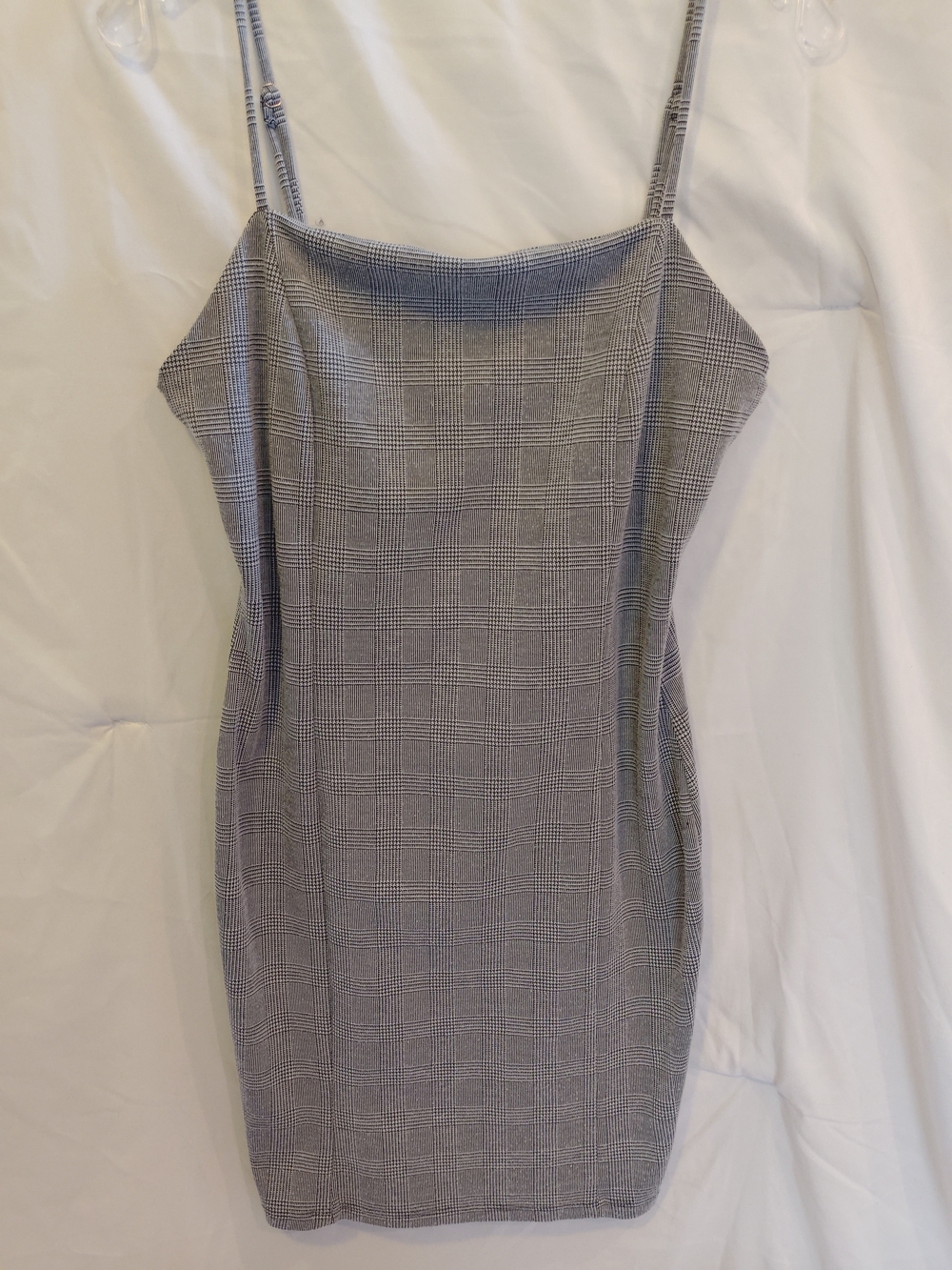 Plaid Mini Slip Dress in Gray - Classic Feminine Fit